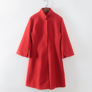 库存折扣大红复古喇叭袖 品牌女装 大衣F1000 秋冬新款 灵系列