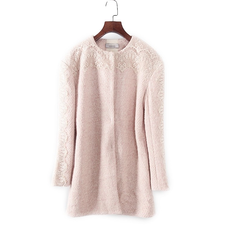 贝系列 秋冬款新款品牌库存折扣女装蕾丝拼接中长款大衣F248