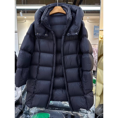 鹅绒服 商场同款2026冬季中长款连帽直筒鹅绒加厚羽绒服女9633