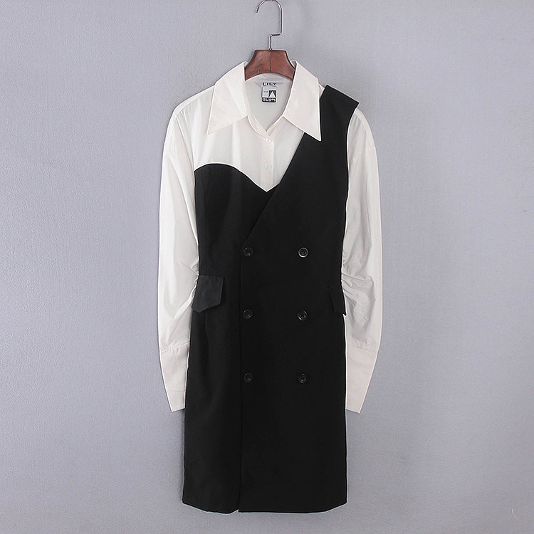 显瘦假两件商务显瘦连衣裙