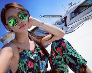 奔跑吧兄弟鹿晗同款墨镜林志玲度假大框太阳镜网红彩色太阳眼镜