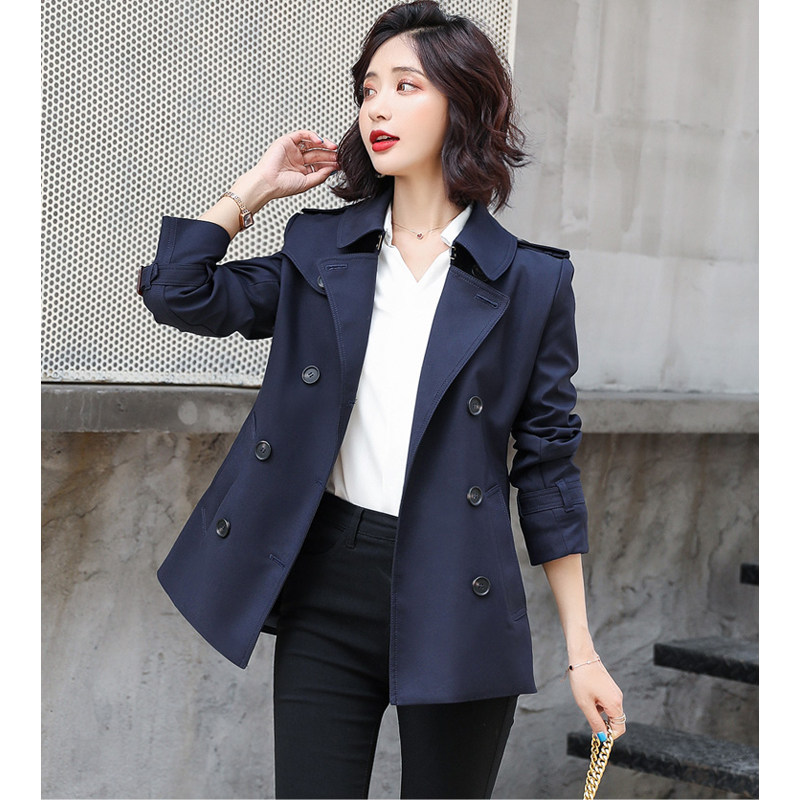 彩衣阁短款风衣卡其藏青色春秋季装飒爽收腰韩版小个子中长款外套