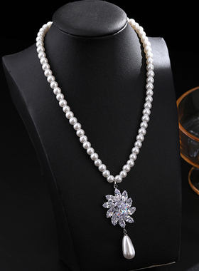 韩版白色短款珍珠项链