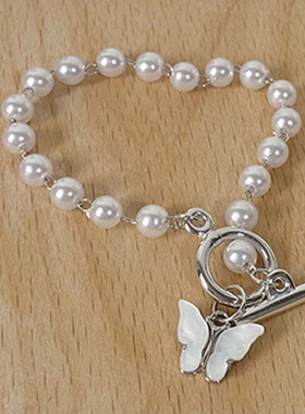 彩衣时尚女生粉色珍珠手链