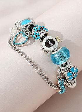 彩衣阁甜美女生手链白绿蓝色珠珠高跟鞋羽毛花花手串时尚日韩流行