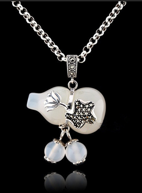 葫芦项链纯银玉髓典雅风饰品吊坠