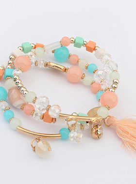 女士三层多色日韩风饰品手串