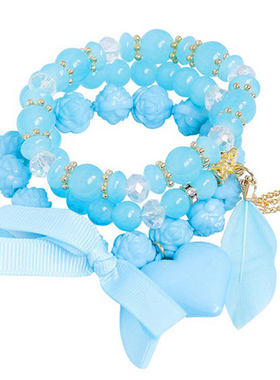 甜美风黑白粉蓝色多层饰品手串