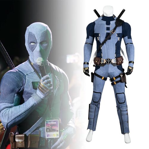 牛仔版死侍cos服deadpool万圣节连体衣麂皮漫威小贱贱cosplay全套
