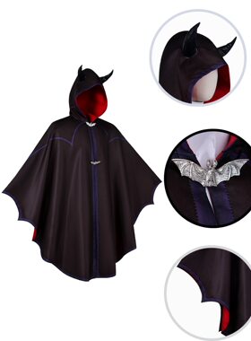 跨境万圣节恶魔牛角斗篷 蝙蝠扣连帽披风 吸血鬼派对 cosplay披风