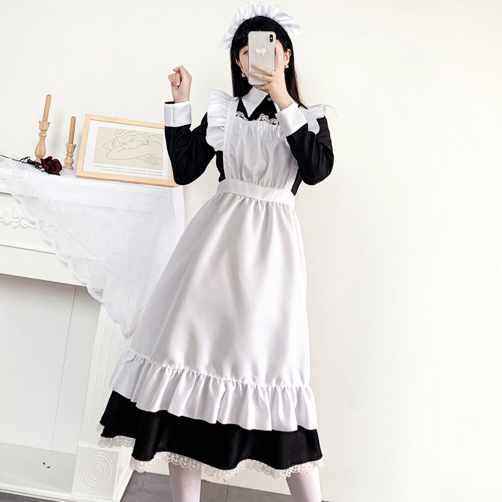 传统女佣长裙女仆装伪娘英国管家cosplay日系制服 可爱连衣裙