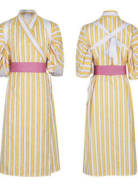 海贼王cos服 动漫和之国山治cos黄色条纹和服cosplay角色扮演服装