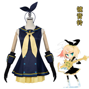 镜音双子cosplay服镜音铃cos服 水手服万圣节舞台表演服现货跨境