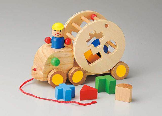 zakka日本进口木制积木玩具礼物汽车男孩益智拼装木头