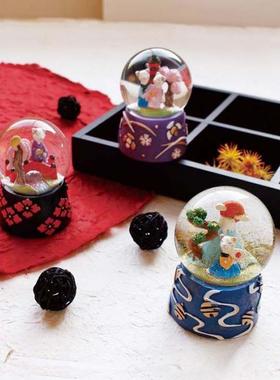 日本进口树脂礼盒装卡通风雪花球