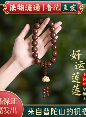 【普陀山正品】天然老绿檀手串