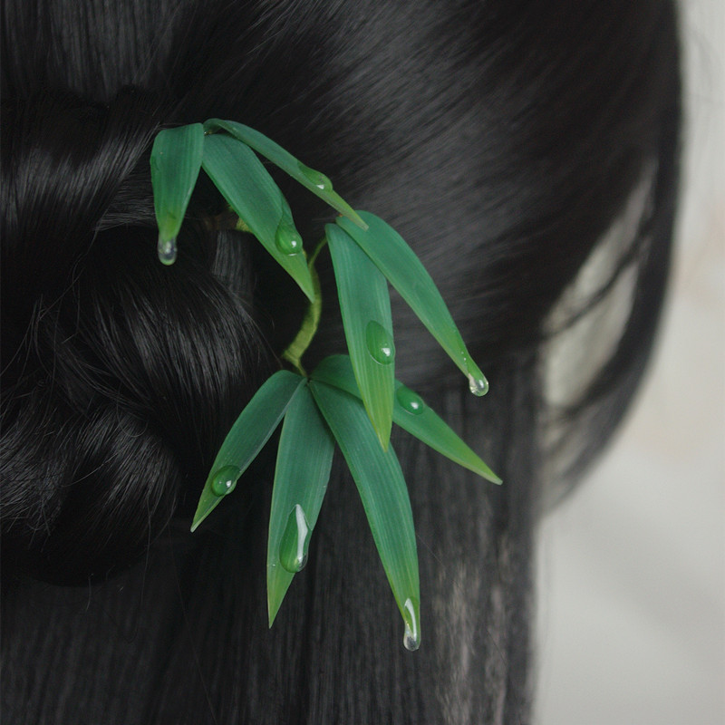 霄云辞竹叶发梳古风发饰竹枝簪原创热缩古典头饰插梳汉服旗袍梳子