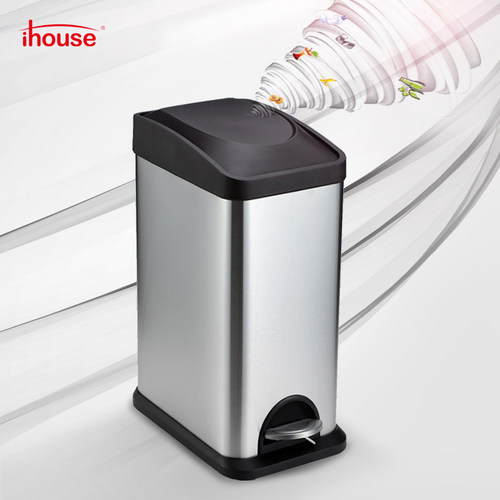 iHouse15升不锈钢脚踩式垃圾桶彩色窄身纸篓家用卫生间厨房客厅 - 封面