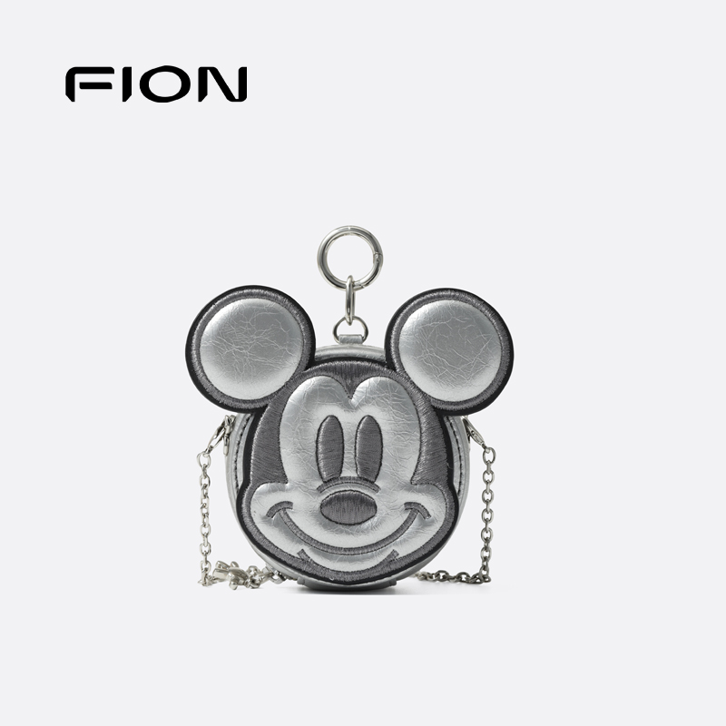Fion/菲安妮迪士尼米奇合作款包挂牛皮革耳机小包挂件斜挎包包女