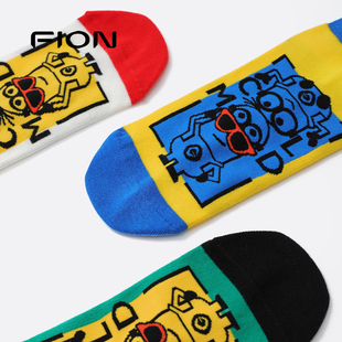 Fion/菲安妮小黄人袜子女款可爱浅口短袜多巴胺透气卡通袜