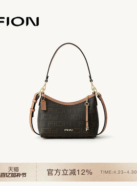 FION菲安妮官方老花腋下包托特包26新款经典轻奢单肩斜挎包包女