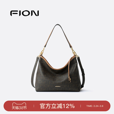 Fion/菲安妮老花托特包新款复古单肩腋下包包女通勤大容量