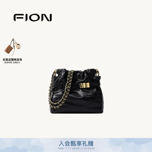 FION音符真皮流浪包链条包