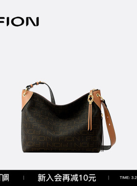 Fion/菲安妮莫相离老花托特包通勤大容量hobo包女单肩斜跨包包