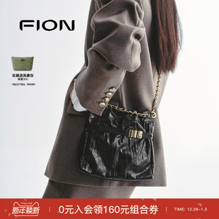 单肩包包 斜挎包女潮款 Fion 菲安妮音符水桶包秋冬链条流浪包时尚