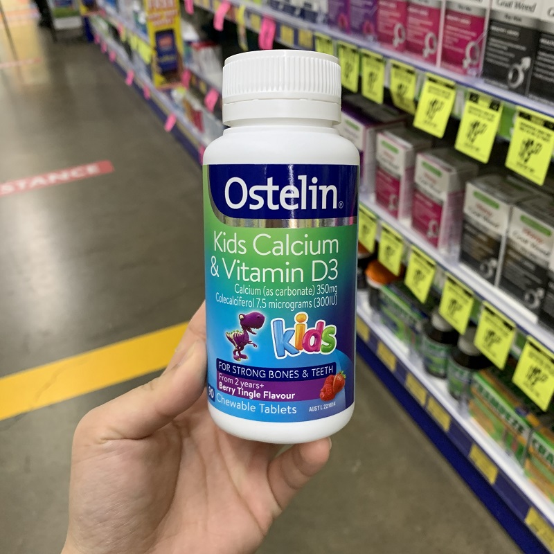 直邮 澳洲90粒 Ostelin奥斯特林儿童钙片+维生素D咀嚼片小恐龙钙