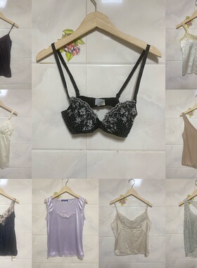 天天古着春夏吊带背心vintage日本复古蕾丝美背外穿性感打底