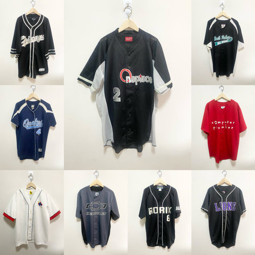 天天古着大码棒球服vintage海外夏季短袖T恤宽松休闲百搭上衣S06h