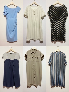 天天古着短款连衣裙夏vintage日制聚酯印花少女款中裙(L165z