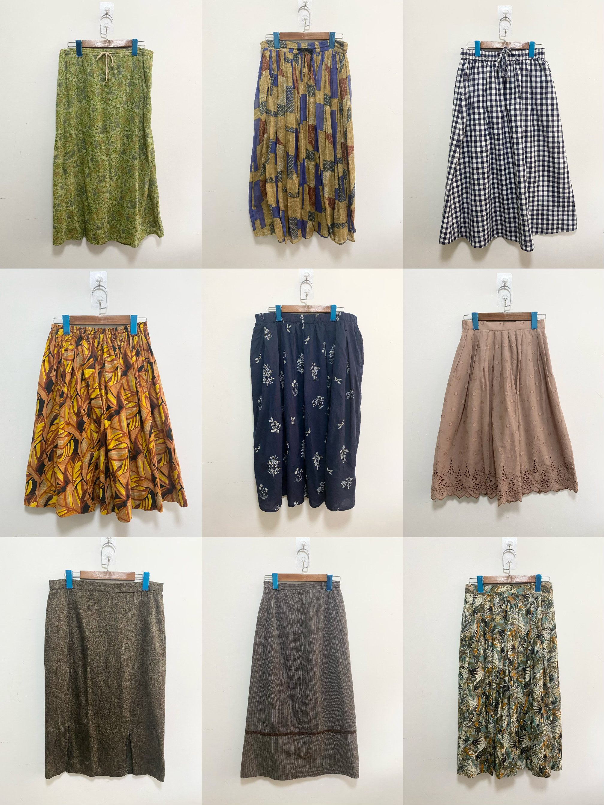 天天古着复古棉麻半身裙vintage日本女飘逸垂感亚麻a字中长裙b5z