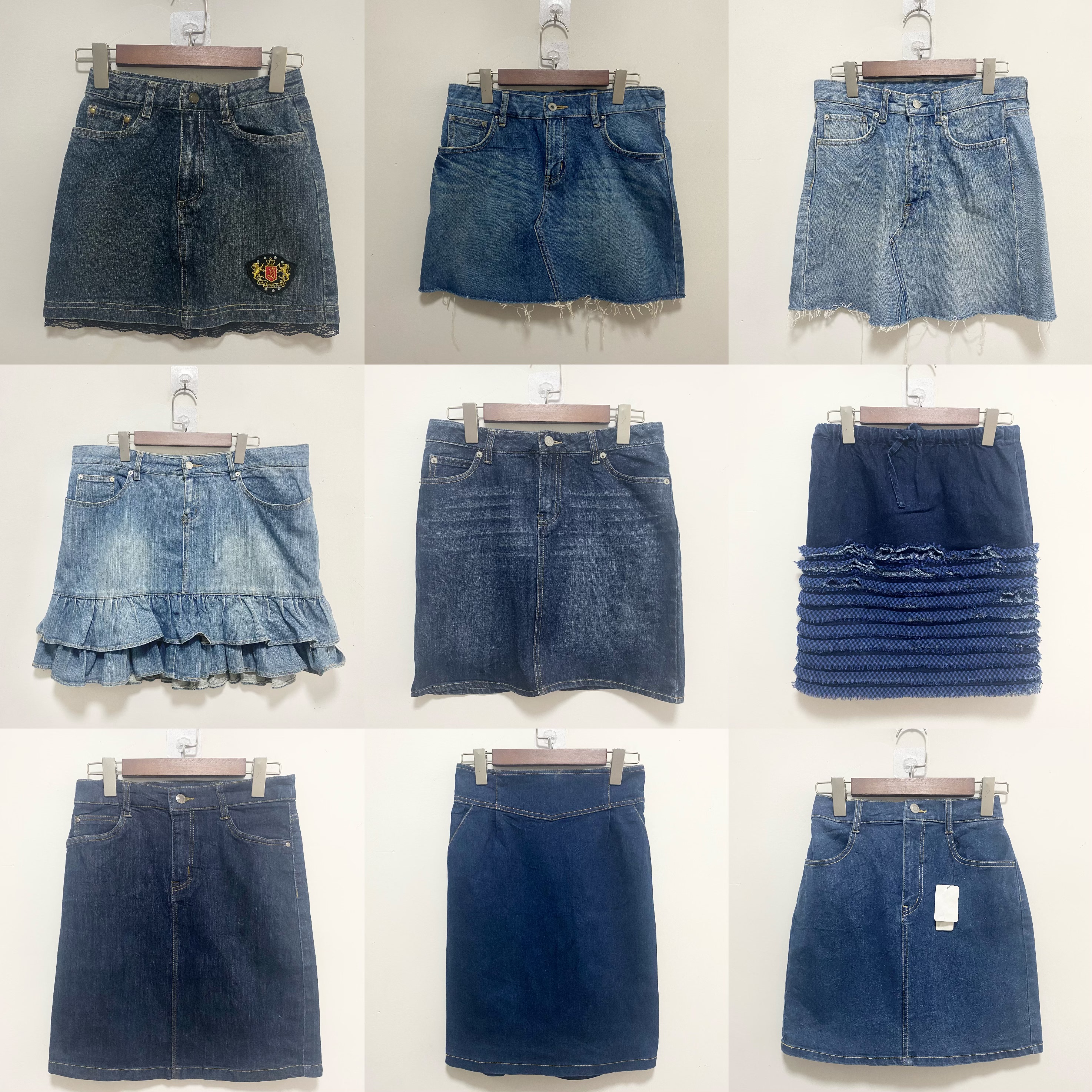 天天古着牛仔半身裙vintage日本复古高腰短裙少女A字裙百搭裙N4f