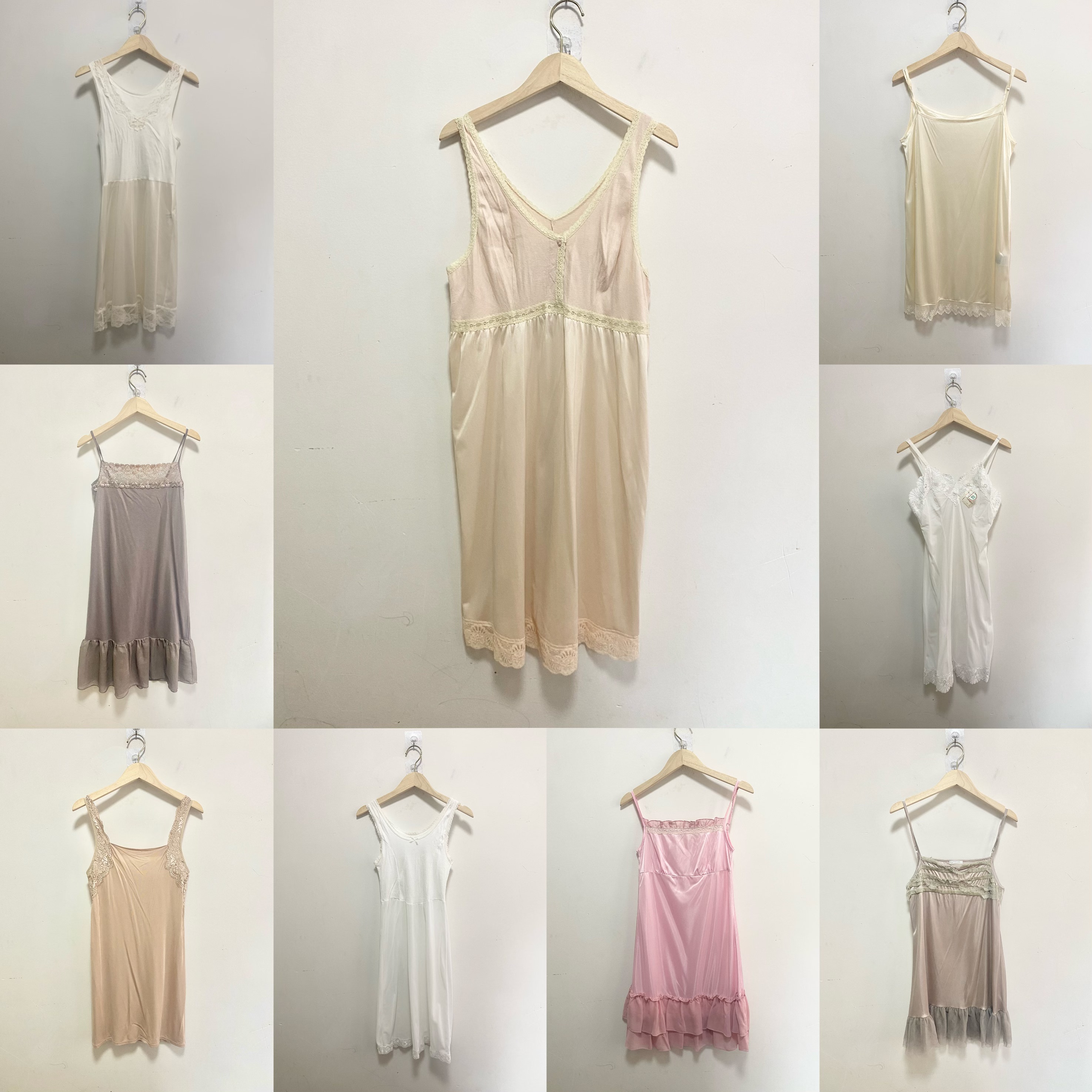 天天古着性感吊带裙vintage日本吊复古蕾丝花边睡裙家居服G1f