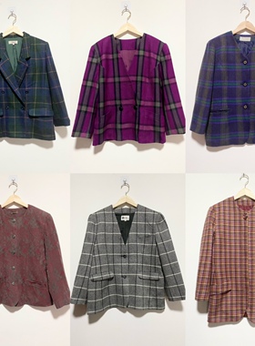 天天古着女士小香风西装春vintage日本秋冬长袖外套上衣（XZ01）