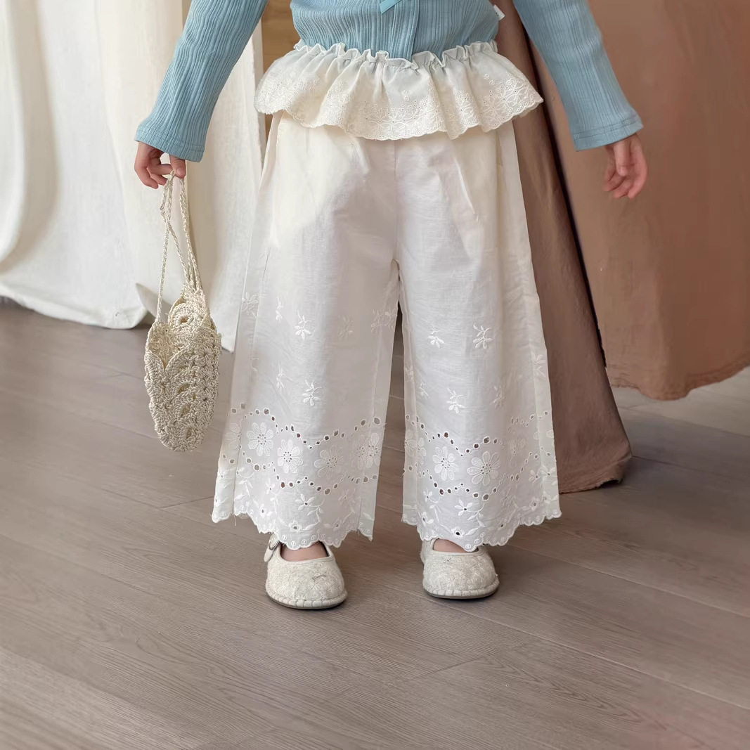 2026女童韩版蕾丝刺绣棉布裤子儿童花边直筒裤宝宝全棉裤子洋气潮,童装/婴儿装/亲子装,裤子,淘宝优惠券,粉丝福利购,淘宝优惠卷