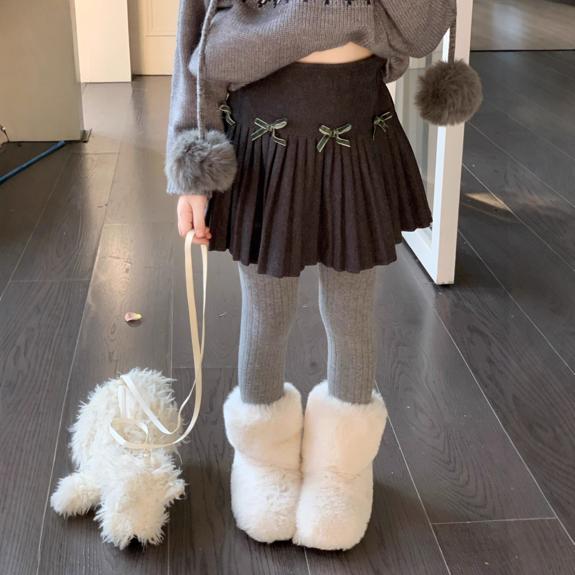 女童呢子裙2025秋冬新款韩版儿童毛呢半身裙洋气女宝宝A字短裙子