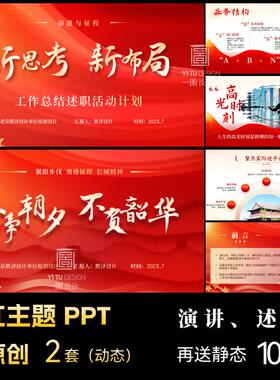 高端红色主题大气PPT模板动态动画述职演讲模版定制设计代制作