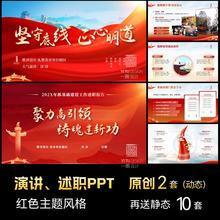 述职总结年终汇报红色主题动画高端PPT模板动态演讲版定制代制作