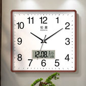 客厅静音挂钟时尚 家用时钟方形日历石英钟创意钟表正方形挂墙表