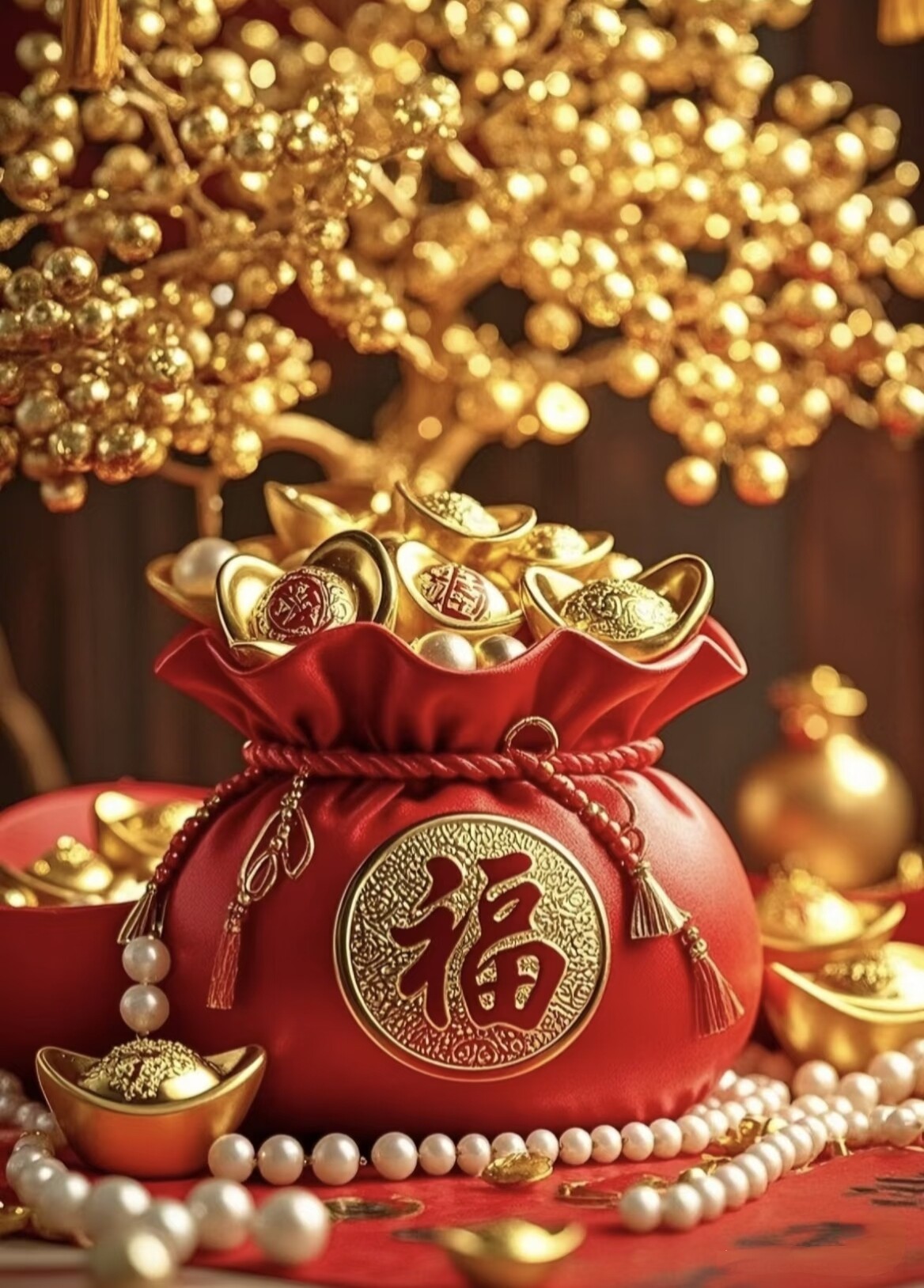 带框钻石画满钻魔方钻手工贴钻绣中式客厅竖版摇钱树发财福袋新款