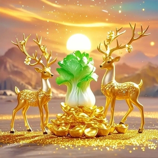 带框钻石画满钻方钻手工贴钻绣新欧式 客厅玄关金色发财鹿百财新款