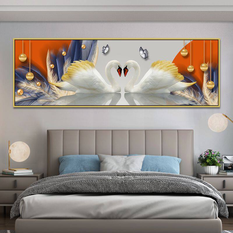 钻石画满钻魔方钻手工贴钻绣新款客厅卧室床头画两只天鹅心心相印