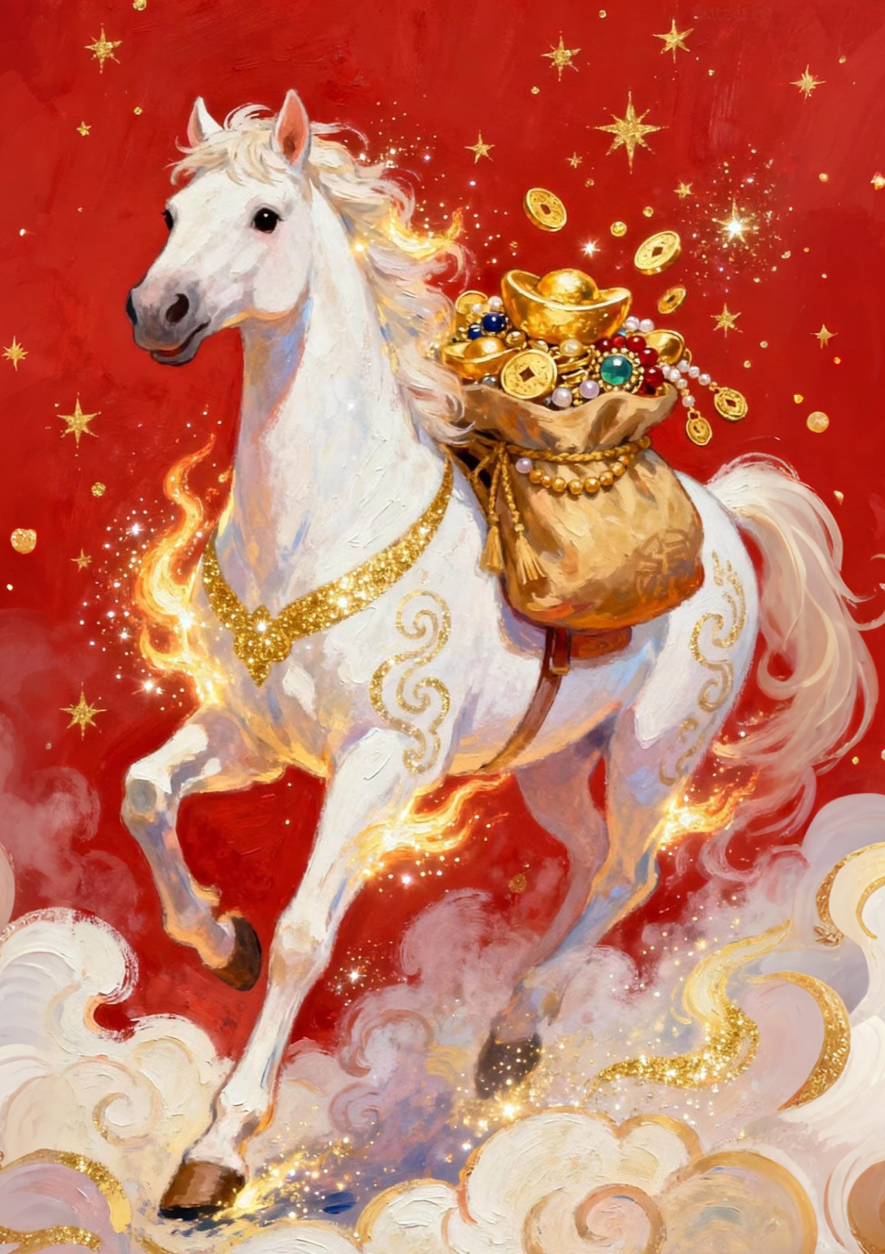 带框钻石画满钻方钻手工贴钻绣中式客厅玄关竖版白马新款马上有钱