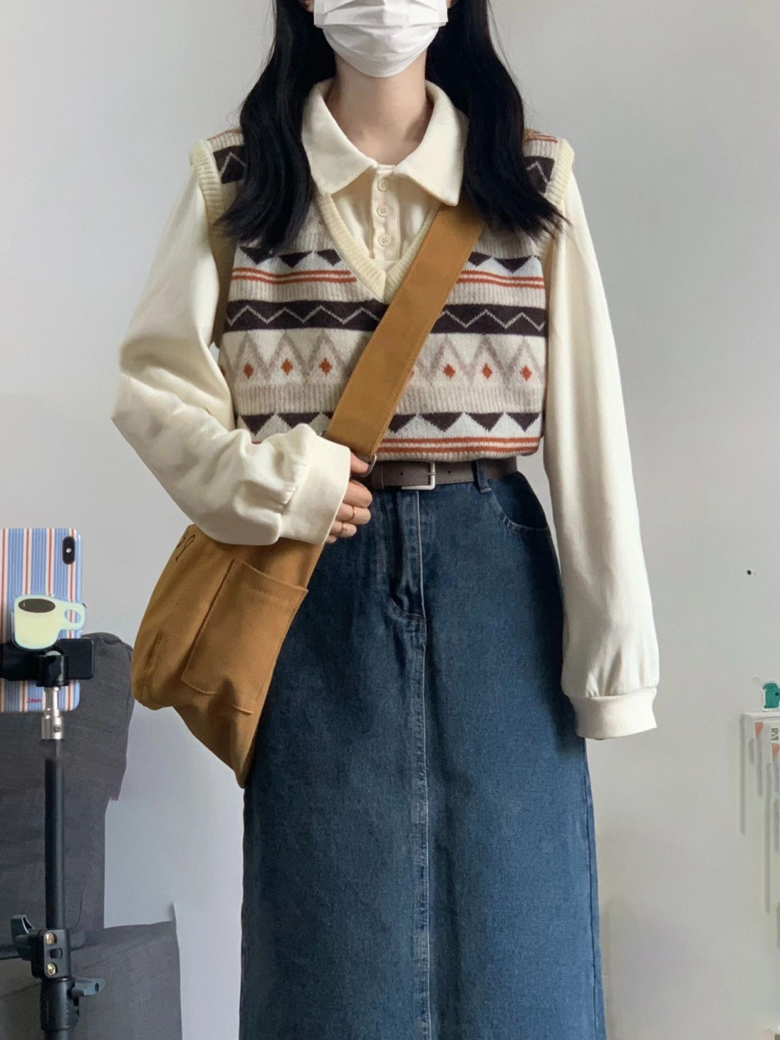 初春女装奶系穿搭秋冬一整套减龄茶里茶气马甲POLO衫搭配两件套装
