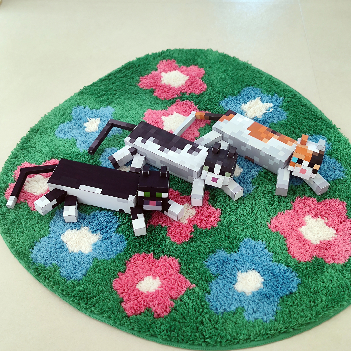 长29CM 我的世界猫纸模型 侧躺的小猫桌伴学习搭子宿舍摆件三花猫