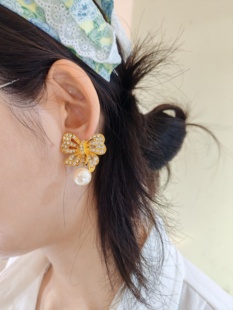 中古vintage蝴蝶结耳夹