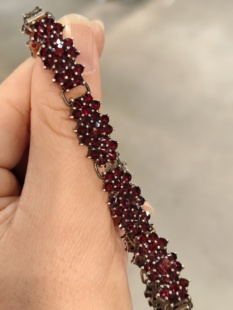 中古Vintage群镶石榴石银手链